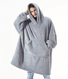 Ultra Cozy Double-Sided Fleece Wearable Blanket Hoodie with Big Pocket