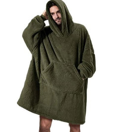 Ultra Cozy Double-Sided Fleece Wearable Blanket Hoodie with Big Pocket