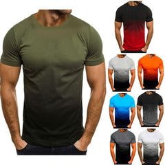 Men's 3D Digital Print Gradient T-Shirt with Logo