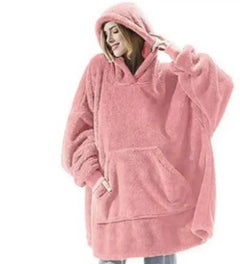 Ultra Cozy Double-Sided Fleece Wearable Blanket Hoodie with Big Pocket