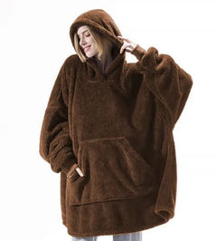 Ultra Cozy Double-Sided Fleece Wearable Blanket Hoodie with Big Pocket