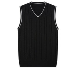 Men's Sleeveless Knit Pullover Sweater with V-Neck