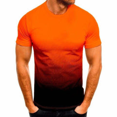 Men's 3D Digital Print Gradient T-Shirt with Logo