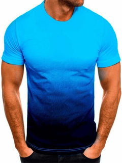 Men's 3D Digital Print Gradient T-Shirt with Logo