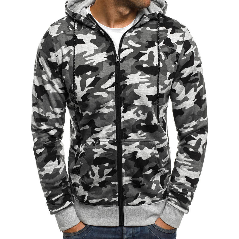 New Fashionable Plus Size Camo Hoodie Cardigan
