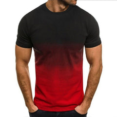 Men's 3D Digital Print Gradient T-Shirt with Logo