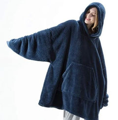 Ultra Cozy Double-Sided Fleece Wearable Blanket Hoodie with Big Pocket